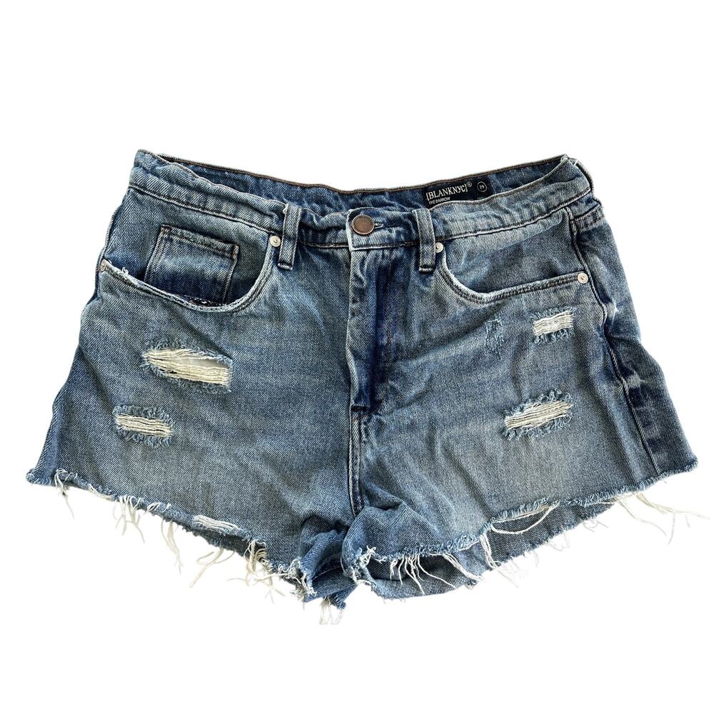 BLANKNYC The Barrow High Rise Distressed Shorts Size 29 Raw Hem Vintage Wash